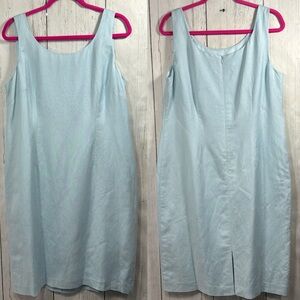 Coldwater Creek Linen Blend Blue Sleeveless Lagenlook Minimalist Summer Dress